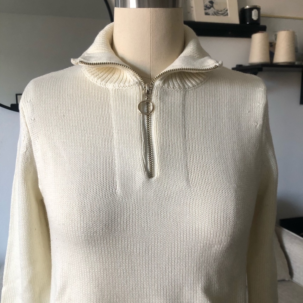 Cream Quarter Zip Sweater